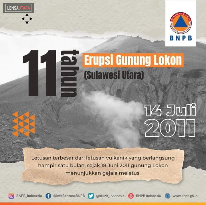 BNPB: Hari Ini 11 Tahun Lalu, Gunung Lokon Meletus Dahsyat